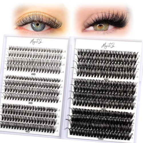 Miniatura 18 de Extensiones de pestañas en racimo 72, pestañas postizas, extensiones de pestañas reutilizables, para colocar uno mismo, aspecto natural, mezcla