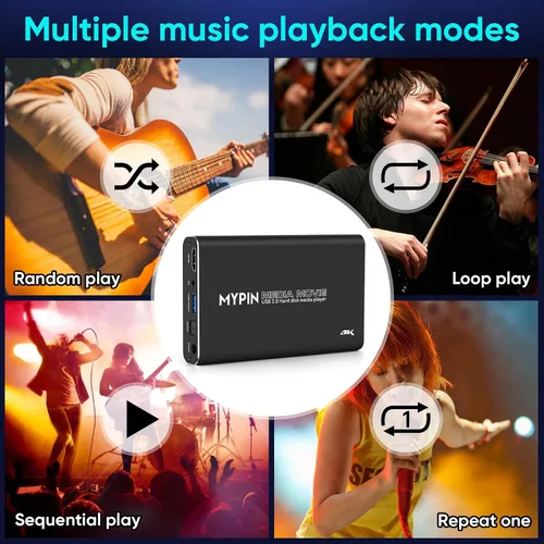 Miniatura 6 de 4K@30hz USB3.0 HDMI Media Player Soporte 2.5 "SATA HDD con HDMI/AV/salida óptica, reproductor MP4 H.265 portátil para videos/música/fotos desde