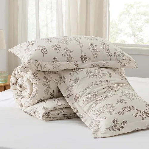 Miniatura 7 de Bedsure - Juego de edredón de tamaño queen, 3 piezas, bonito, con estampado floral, 1 suave edredón con diseño botánico de flores y 2 fundas de 28