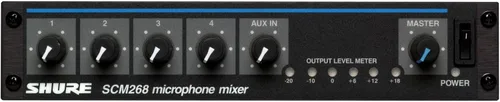 Shure SCM268 mezclador de micrófono de 4 canales, 6 transformadores, fuente de poder Phantom y cable de alimentación conector IEC