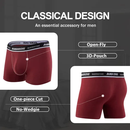 Miniatura 2 de BAMBOO COOL Ropa interior para hombre, ultra suave, ropa interior elástica deportiva (5 unidades)