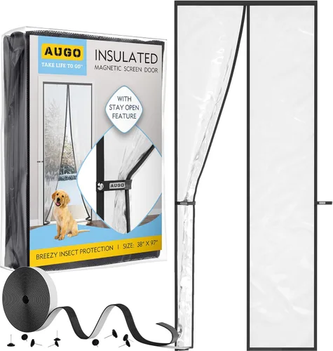 Miniatura 12 de AUGO - Puerta de malla de fibra de vidrio magnética - Autoadhesiva, resistente, partición de malla manos libres que mantiene alejados los insectos