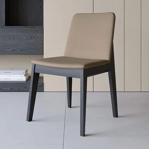 Miniatura 17 de Sillas de comedor tapizadas gruesas, sillas de cocina modernas de madera sólida, sillas de comedor tapizadas de cuero con marco minimalista, muebles