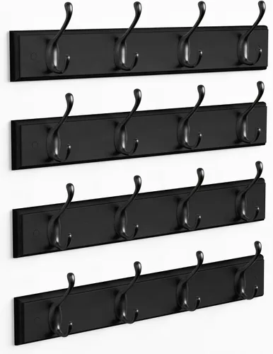 Miniatura 9 de Forbena Perchero Negro de Montaje en Pared Paquete de 4, Ganchos Rústicos de Granja para Pared, Perchero Vertical Colgante para Sombreros