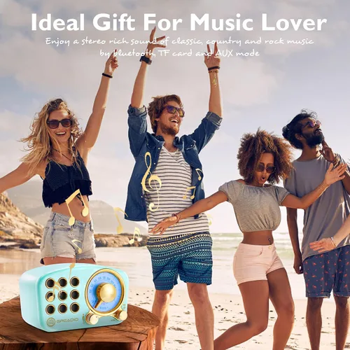 Miniatura 6 de Altavoz Bluetooth retro, radio FM Radio-Greadio vintage con estilo clásico antiguo, fuerte mejora de graves, volumen fuerte, conexión inalámbrica