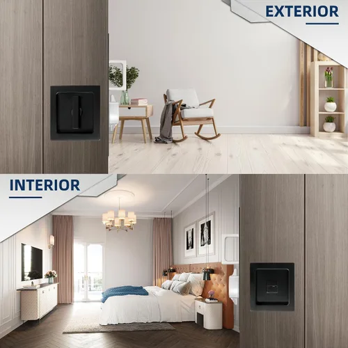 Miniatura 6 de Moderno juego de herrajes para puertas de bolsillo, cerradura de privacidad con tiradores de dedo y cierre suave, para puertas correderas