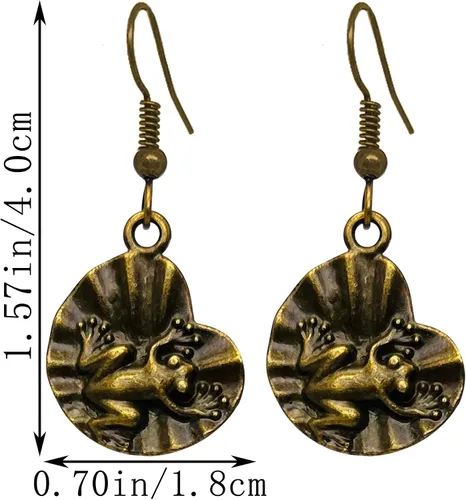 Miniatura 2 de Aretes de rana vintage con forma de rana y animales para mujeres y niñas
