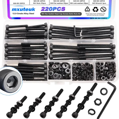 Miniatura 26 de mxuteuk Juego de tornillos M2.5 surtidos, M2.5 x 4/6/8/10/12/16/20/25mm, tornillos de cabeza hexagonal con tuerca hexagonal, kit de tuercas, acero