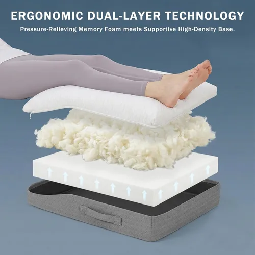 Miniatura 2 de baibu Almohada elevadora de piernas de espuma viscoelástica, almohada de soporte de diseño de doble capa patentada para elevar los pies para una