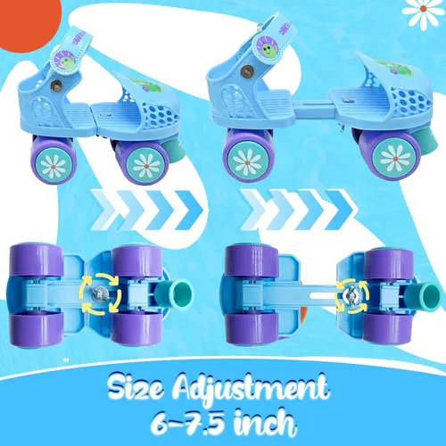 Miniatura 3 de Kids Roller Skate for Girls Boys Ages 2-5 Years Old, Adjustable Toddler Rollerskates, Children Beginner Roller Skate Azul