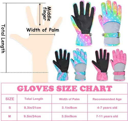 Miniatura 3 de Guantes de nieve de invierno para niños, guantes de esquí impermeables para niñas, guantes de nieve para niños pequeños, guantes de snowboard