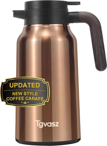Miniatura 13 de 2 jarras térmicas de café de acero inoxidable aisladas para líquidos calientes, al vacío, jarra térmica, dispensador de jarra para mantener la leche