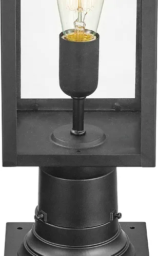 Miniatura 8 de Globe Electric 44384 Lámpara de poste de lámpara para exteriores con adaptador de base, negro mate, inserciones de vidrio transparente, iluminación