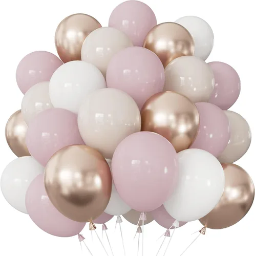 Miniatura 13 de Globos rosa, 60 globos de color rosa fuerte y blanco, globos de confeti magenta para niñas, decoración temática de cumpleaños, baby shower