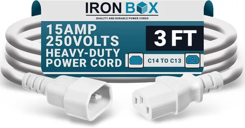 Miniatura 13 de IronBox Electric - Cable de Alimentación C14 a C13 de Servicio Pesado, 15A, 250V, Cable de Extensión para Computadora 14/3 AWG - Cables