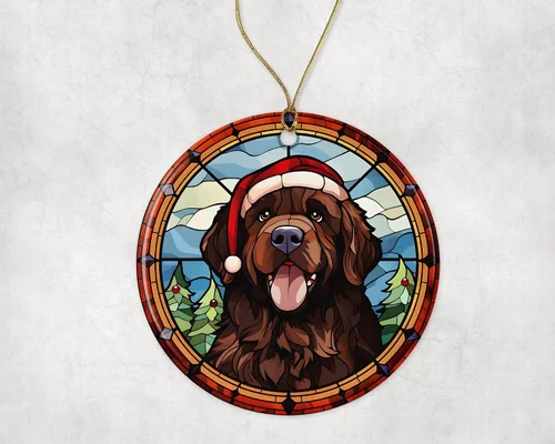 Miniatura 3 de Terranova Adorno de cerámica de vitrales de Navidad, adorno colgante para árbol de Navidad, adorno de vitral de perro, adorno religioso