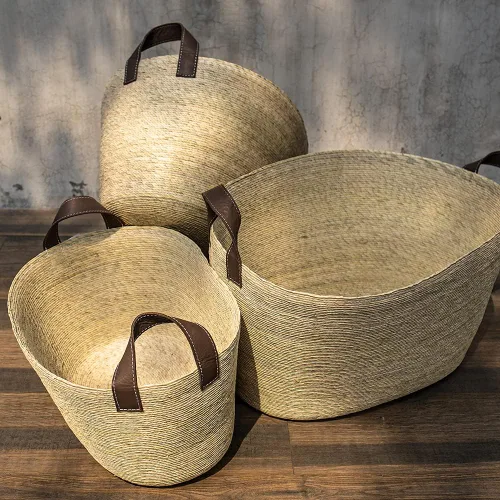 Miniatura 8 de GOMERO - Canasta de palma hecha a mano, ecológica, fabricada con materiales biodegradables, perfecta para usar como decoración, como cesta