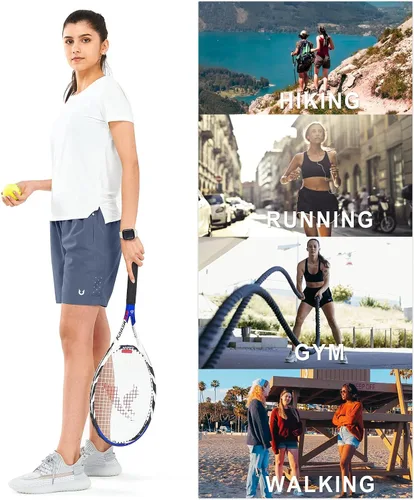 Miniatura 30 de NORTHYARD Pantalones cortos deportivos de senderismo para mujer, de secado rápido, ligeros, para gimnasio, entrenamiento, con 3 bolsillos