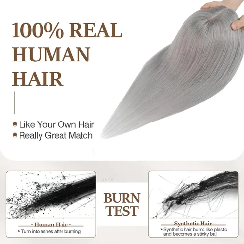 Miniatura 15 de Rich Choices Pelucas con topper de cabello para mujeres, cabello humano real 100% Remy, sin flequillo, para mujeres con adelgazamiento en la parte