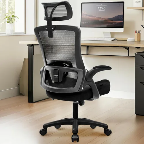 NEO CHAIR Silla de escritorio de oficina para computadora de juegos, respaldo alto, asiento cómodo de malla con reposacabezas ergonómico ajustable,
