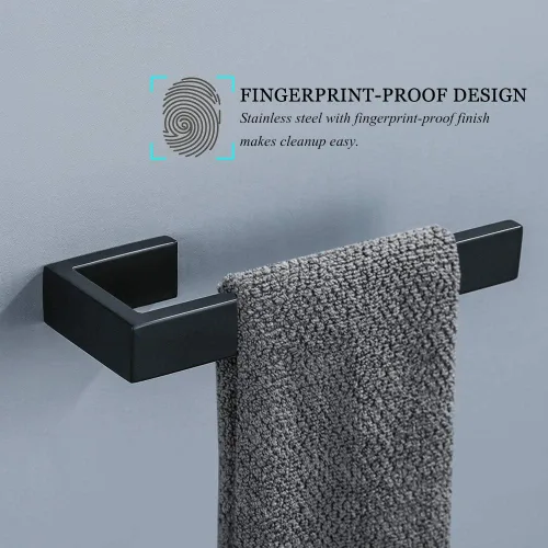 Miniatura 3 de Juego de 4 piezas de accesorios de hardware para baño, color negro, incluye toallero, soporte para toallas, gancho para bata, soporte para papel