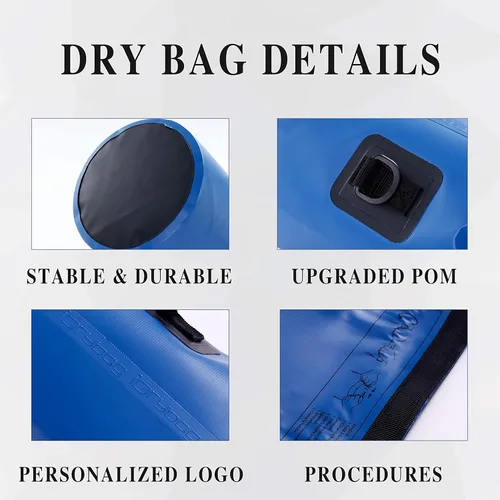 Miniatura 2 de IDRYBAG Bolsa seca para kayak impermeable 2L/5L/10L/15L/20L, pequeña bolsa impermeable para navegación Azul