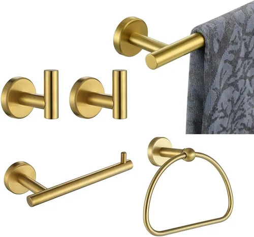 Miniatura 12 de JQK BAS165-BN - Juego de accesorios de baño de 5 piezas, acabado cepillado, incluye barra de toalla de 24 pulgadas, anillo de toalla de 7 pulgadas