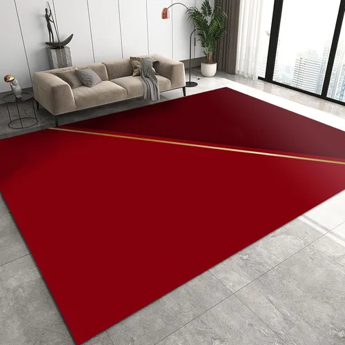 Miniatura 8 de Alfombra minimalista de lujo con diseño geométrico para sala de estar, alfombra moderna con estampado de mármol rosa dorado, alfombra rectangular