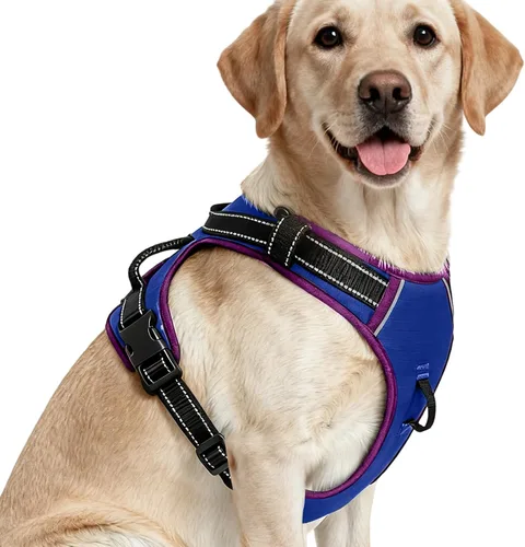 Miniatura 13 de Arnés para perro sin tirones, chaleco reflectante ajustable y acolchado para mascotas con asa de fácil control, fácil de llevar con nudo elegante