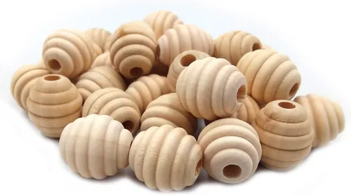 Miniatura 4 de 50 cuentas de colmena redondas de nido de abeja sueltas de madera sin terminar de 0.787 pulgadas, accesorios de decoración del hogar, accesorios