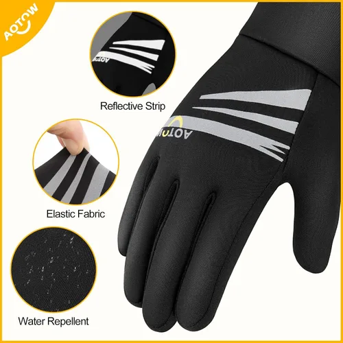 Miniatura 6 de Guantes deportivos cálidos de invierno para niños, clima frío, pantalla táctil, resistente al viento, para nieve, ciclismo, senderismo, fútbol, al