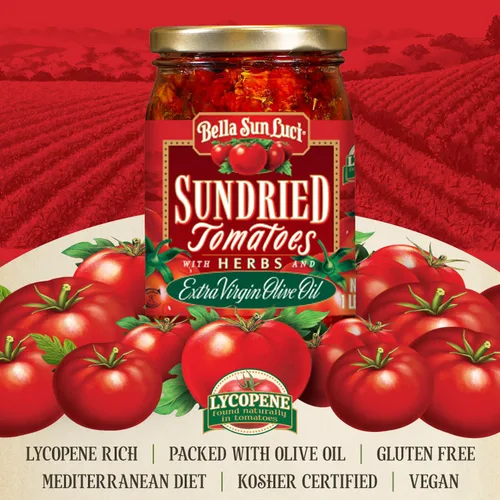 Miniatura 3 de 16 onzas Bella Sun Luci Tomates secos al sol cortados a la mitad en aceite de oliva