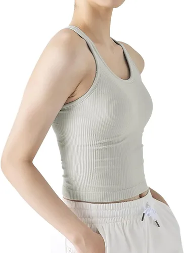 Miniatura 24 de sphinx cat - Camiseta corta de entrenamiento para mujer, camiseta sin mangas, acanalada, con espalda cruzada y brasier integrado