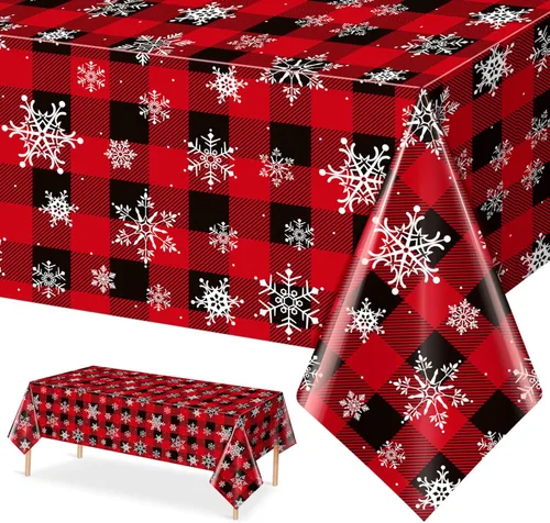 Miniatura 26 de 3 Piezas Decoraciones de Mantel de Fiesta de Plástico con Copos de Nieve de Navidad, Cartel de Fondo Navideño Azul con Copo de Nieve Blanco Cubierta