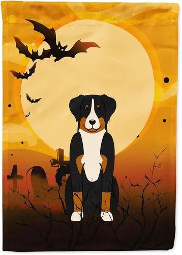 Miniatura 125 de Caroline's Treasures BB4307GF - Bandera de Halloween Airedale para jardín, bandera decorativa para patio exterior, obras de arte de patio, macizos