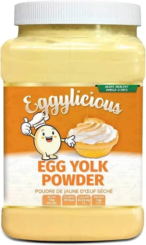 Polvo de yema de huevo Eggylicious, proteína en polvo natural seca, hecha de huevos frescos, pasteurizada, para batidos, sin transgénicos, sin