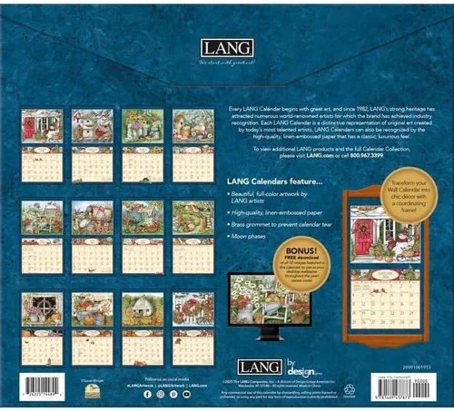 Miniatura 2 de Lang Heart & Home 2026 Calendario de pared – 34 cm × 30.5 cm, calendario de 12 meses con encuadernación grapada, arte en relieve de lino de Susan