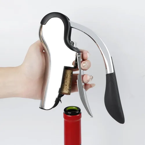 Miniatura 8 de KAYCROWN Abrebotellas de vino de acero inoxidable, sacacorchos de palanca vertical con diseño de cortador de lámina incorporado, sacacorchos de mano
