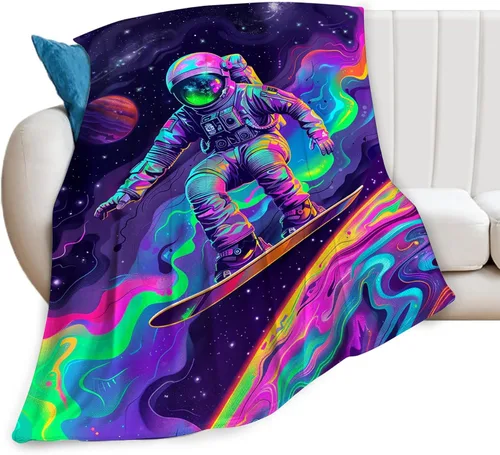 Manta de Astronauta Manta de Tiro Espacial Regalos y Decoración de Astronauta Manta de Astronauta de Fantasía para Niños Niñas Mujeres Hombres Niños