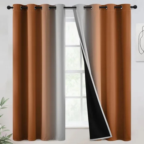 Miniatura 40 de COSVIYA - Cortinas 100% opacas y visillos con ombre, cortinas negras de 63 pulgadas de largo, 2 paneles, cortinas de oscurecimiento total
