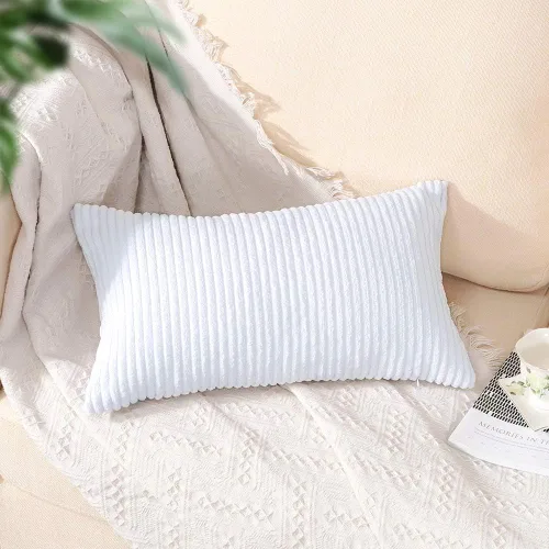 Miniatura 202 de Artscope Fundas de Almohada de Pana a Rayas Acogedoras Súper Suaves Decorativas Cuadradas Fundas de Cojín para Sofá Sillón Dormitorio Decoración