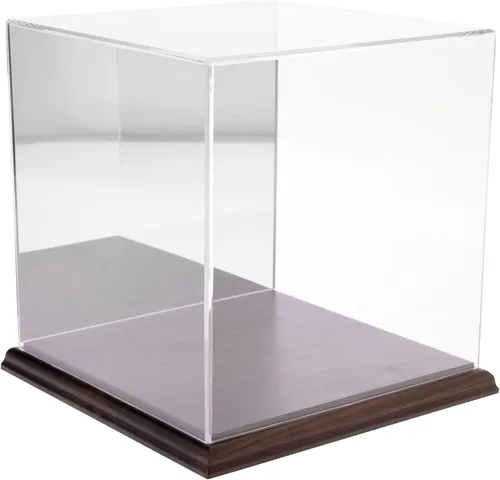 Miniatura 4 de Plymor Vitrina de acrílico transparente con base negra (parte trasera de espejo), 8 x 8 x 8 pulgadas Base negra (espejado)