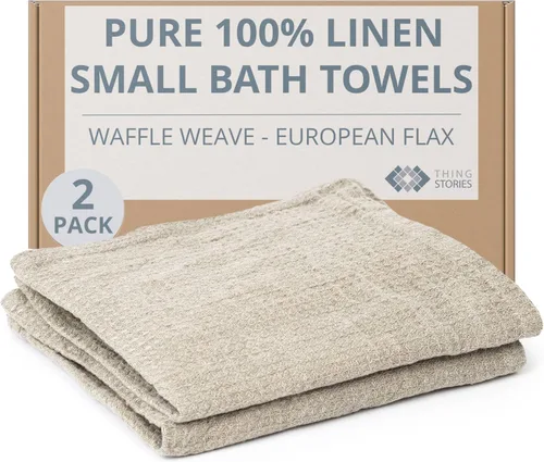 Miniatura 14 de Pure Linen - Juego de 2 toallas de baño pequeñas de 20 x 40 pulgadas de secado rápido para pieles sensibles, toallas finas para baño, toalla ligera
