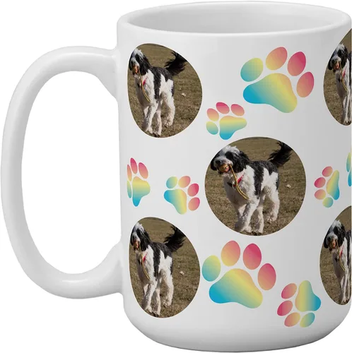 Miniatura 6 de Let's Make Memories Taza de fotos personalizada, estampado de huellas de mascotas, para padres de perros y gatos, Honor Furry Friends, taza de café