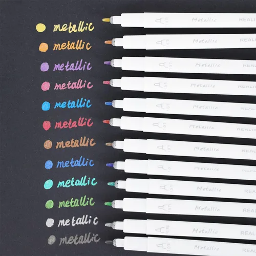 Miniatura 3 de REALIKE Bolígrafos metálicos compatibles con Cricut Joy/Xtra, juego de 12 rotuladores multicolor (punta de 1.0)