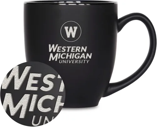 Miniatura 360 de Rico Industries - Taza de cerámica mate negra con grabado láser estándar de 15oz para NCAA (escuelas T & U) - Para bebidas calientes o frías