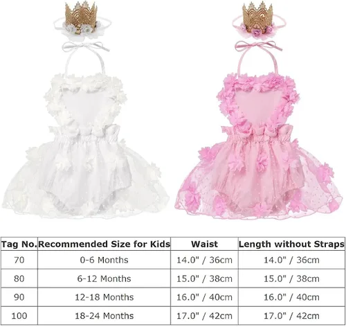 Miniatura 7 de ODASDO Conjunto de ropa de 2 piezas para bebé niña para primer cumpleaños con encaje y tutú de tul con diadema, conjunto de ropa de 2 piezas
