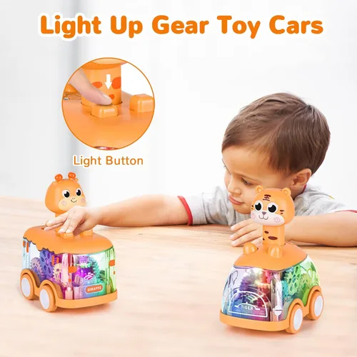 Miniatura 4 de Coches de juguete para bebés, auto de prensa y marcha para niños pequeños, juguetes iluminados, regalos de cumpleaños para niños y niñas, jirafa