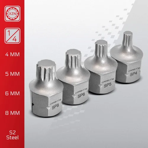 Miniatura 3 de CARBYNE Juego de 8 piezas XZN Triple Square Super Short Low Profile Bit Socket Set – 12 puntos 0.157 in a 0.630 in, Dual-Drive: unidad cuadrada