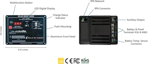 Miniatura 3 de Kit compuesto por Blue Sky Energy SB3000i Solar Boost 30A MPPT controlador de carga, caja de montaje en pared de metal y sensor de temperatura